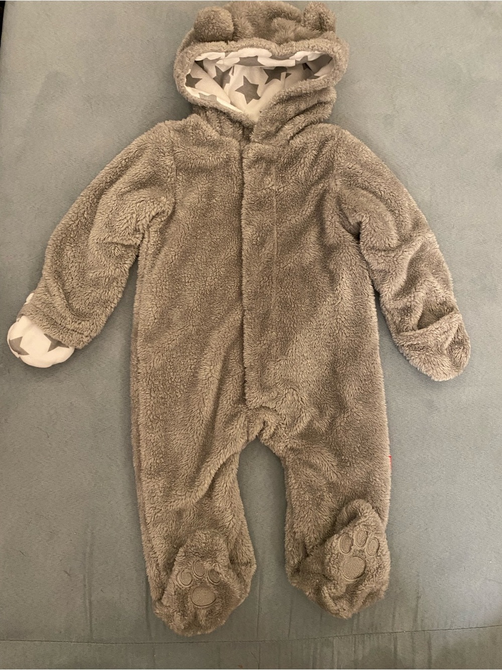Cozy Bear Plush Hooded One-Piece in Taupe